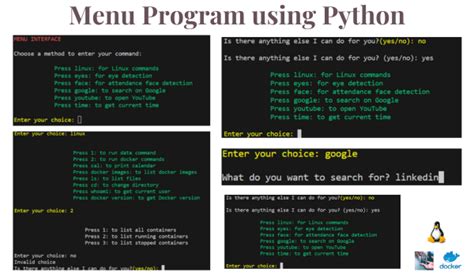 Image result for Python Main Menu Code