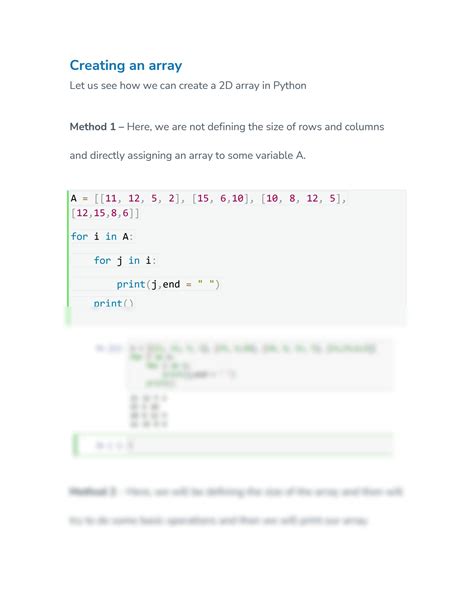 Image result for How to Make a 2D Array Using Arrays Python