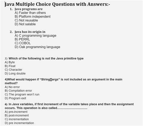 Java Multiple Choice Problems に対する画像結果