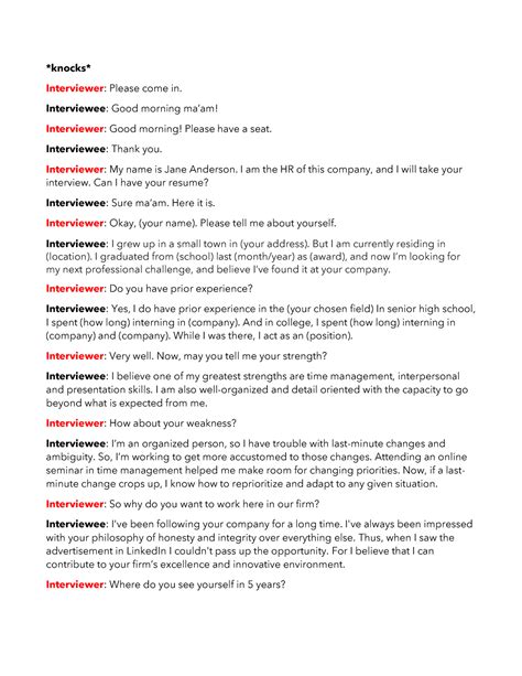 Image result for Interview Script Examples