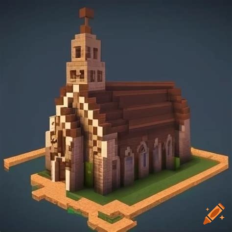 Intricately designed Minecraft church with cobblestone walls and spruce ...