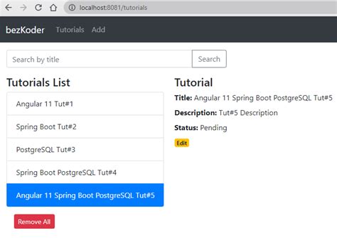 Toradh íomhá ar Angular Spring Boot PostgreSQL Projects