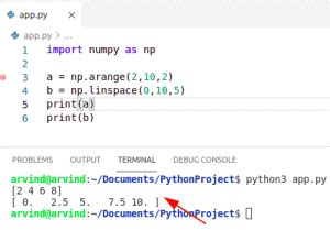 Image result for 2D Array in Python Using Linspace
