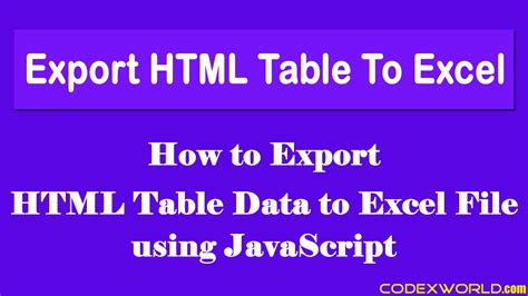 Image result for Export Excel to HTML Using JavaScript