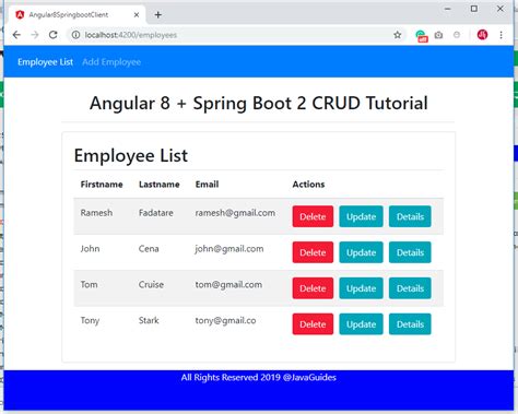 Angular Spring Boot Example に対する画像結果