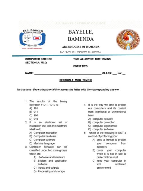 Image result for Form 2 Computer Questions