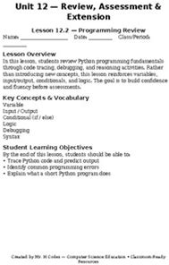 CSP Python - Lesson 12.2: Programming Review