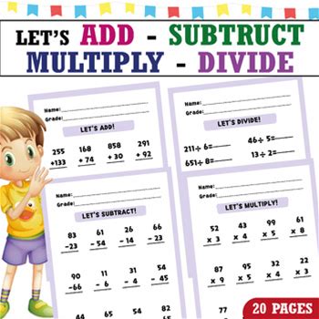 Math Operations Practice Worksheet Set - Let's Calculate