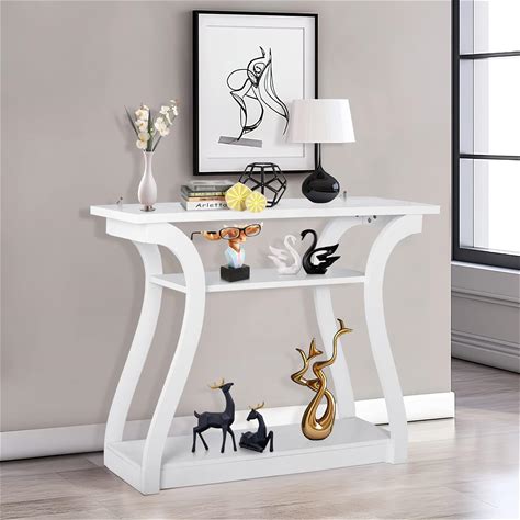 Slim Console Table With Java Finish For Entryway