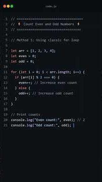 Count Even and Odd Numbers in an Array in JavaScript (2 Methods)