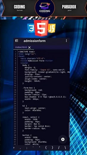 How to Create Admission Form Using HTML, CSS & JavaScript | Beginner Web Proects