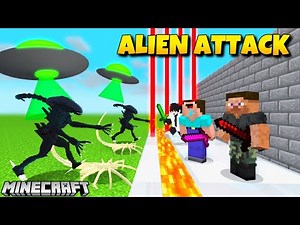 We created a base to survive ALIENS ATTACK in Minecraft 😨 !! CAN WE SURVIVE?