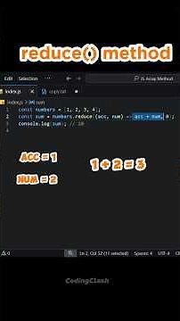 reduce() method explained | CodingClash | #reduce #arraymethods #javascript