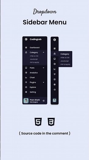 Sidebar Menu with Dropdown in HTML CSS & JavaScript