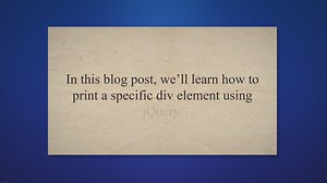 How To Print A Div In Jquery