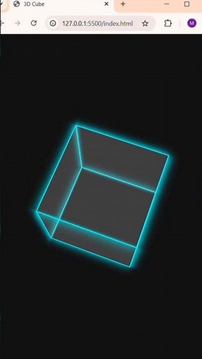 Full 3D ROTATING Cube Using Pure HTML & CSS | Neon Hologram Effect | No JavaScript Needed