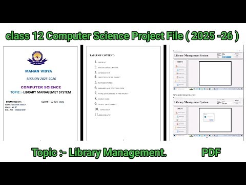 Library Management System | Class 12 Computer Science Project File 2025-26