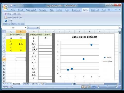 Cubic Spline Demo for Excel