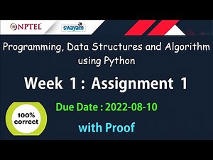 NPTEL Programming, Data Structures and Algorithms using Python Assignment 1 Answers Week 1 July-2022