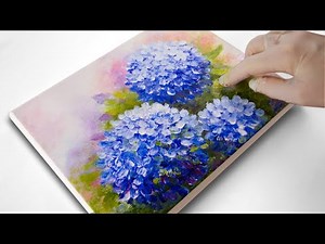 Modern Hydrangea Painting for Beginners / Easy Hydrangeas Finger Painting