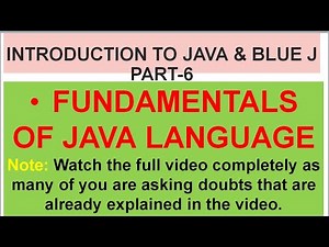 CLASS 8 | INTRODUCTION TO JAVA & BLUE J | Part-6 | FUNDAMENTALS JAVA PROGRAMMING LANGUAGE