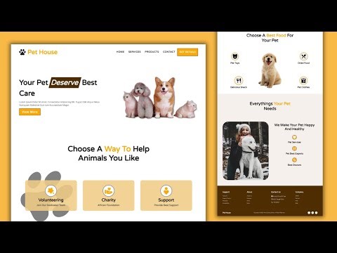 Build A Responsive Pet website Design using HTML CSS & JavaScript