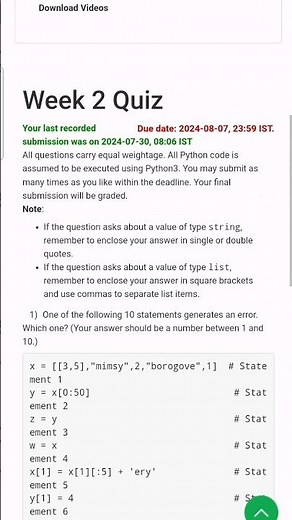 programming, data structures and algorithms using python nptel assignment answer week 2 2024 #nptel