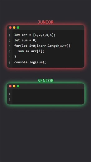 Junior vs Senior Developer 🤯 | Array Sum in JavaScript #shorts