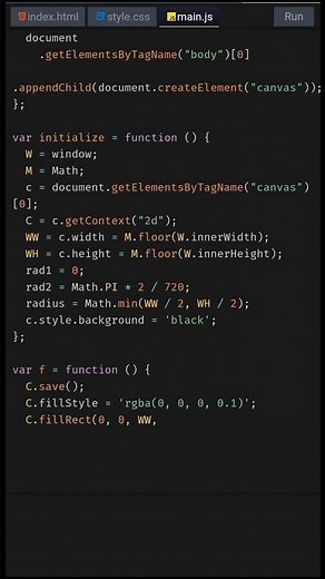Create Mesmerizing Animation with HTML Canvas | HTML5 Canvas Tutorial #shorts #coding #JavaScript