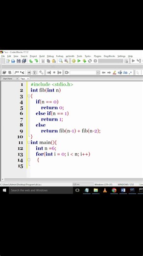 Fibonacci Series using recursion #shorts