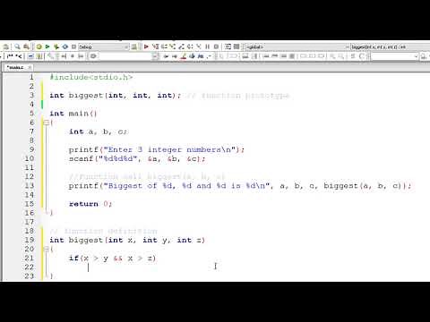 C Program To Find Biggest of Three Numbers using Function