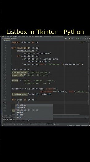 Listbox in Python - Tkinter Listbox #pythonprogramming #tutorial