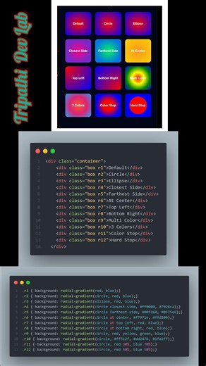 🎨 CSS Radial Gradient Examples | HTML, CSS & Javascript#viral #radial #radialgradiant