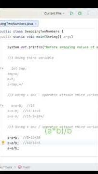 Swapping of Two Numbers Using * and / Operator in Java | Java Frequently asked interview programs