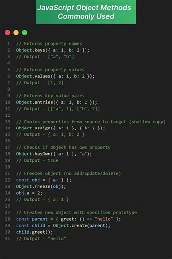 JavaScript Object Methods Commonly Used #coding #codingtips #javascript