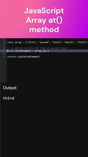 JavaScript Array at() Method #coding #js #javascript #frontend #webdevelopment #webprogramming