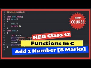 Class 12 user defined Functions in C