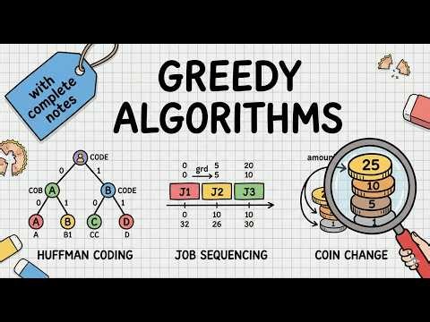 Huffman Coding, Job Sequencing & Coin Change | Greedy Algorithms (DSA)