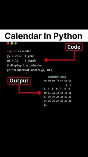 Python Calendar Code 🐍 | Print Month Calendar Using Python
