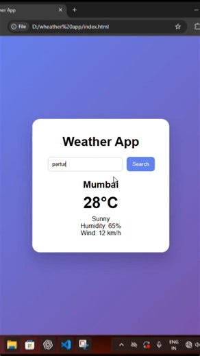 Modern Weather App Using HTML CSS JavaScript 🌦️ | Beginner Friendly‪@CodeWithHarry‬#coding projct