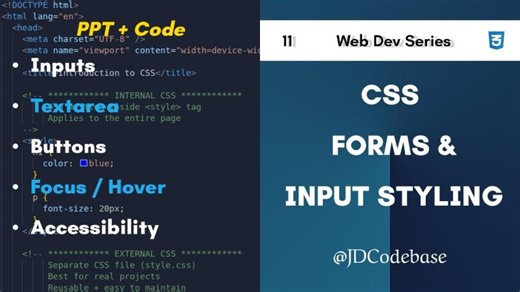 Forms Input Styling – CSS Tutorial for Beginners | Web Development Series | JDCodebase | Jatin Dhamija