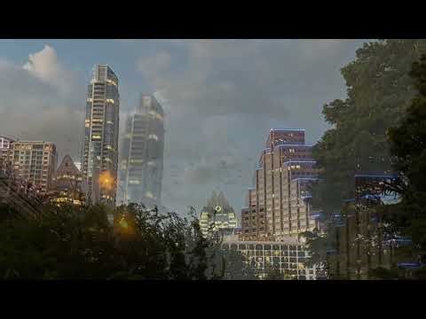 Bats flying from under the Congress Bridge in Austin