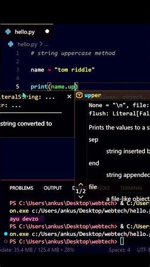 Python String upper() Method Explained Fast #shorts #python