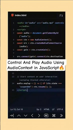 Control And Play Audio Using AudioContext In JavaScript #audio #javascript #audiocontext🔥