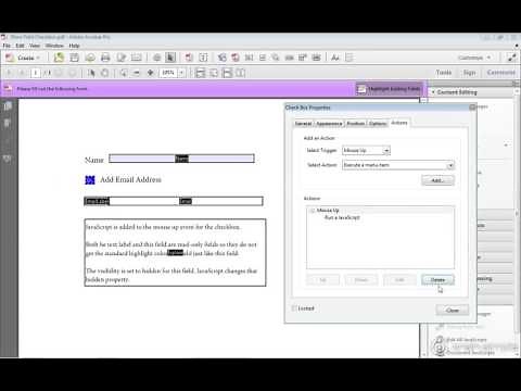 Acrobat XI Tutorial Showing Form Fields Based on a Checkbox