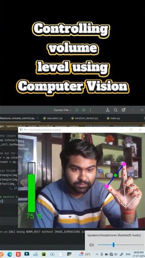 Hey !! Check out this Python Volume control computer vision project #shorts