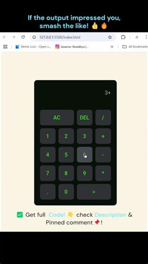 🔢 Simple Calculator Using HTML, CSS & JavaScript #webdevelopment #coding #htmlcssjs