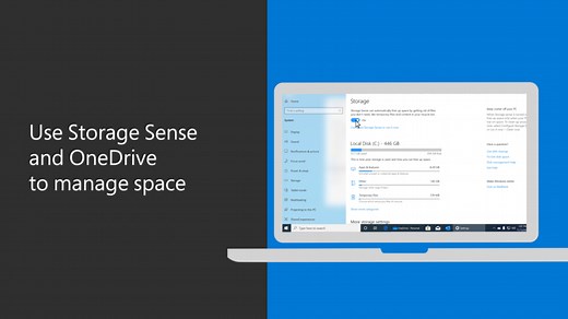 Use OneDrive and Storage Sense in Windows 10 to manage disk space