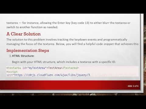 How to Disable Focus on a Textarea or Input Using Keydown Events