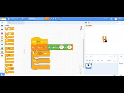 Creating a basic coin flipper by coding in Scratch